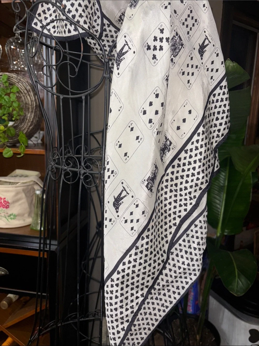 Geoffrey Beene Black and White Playing Card Silk Scarf